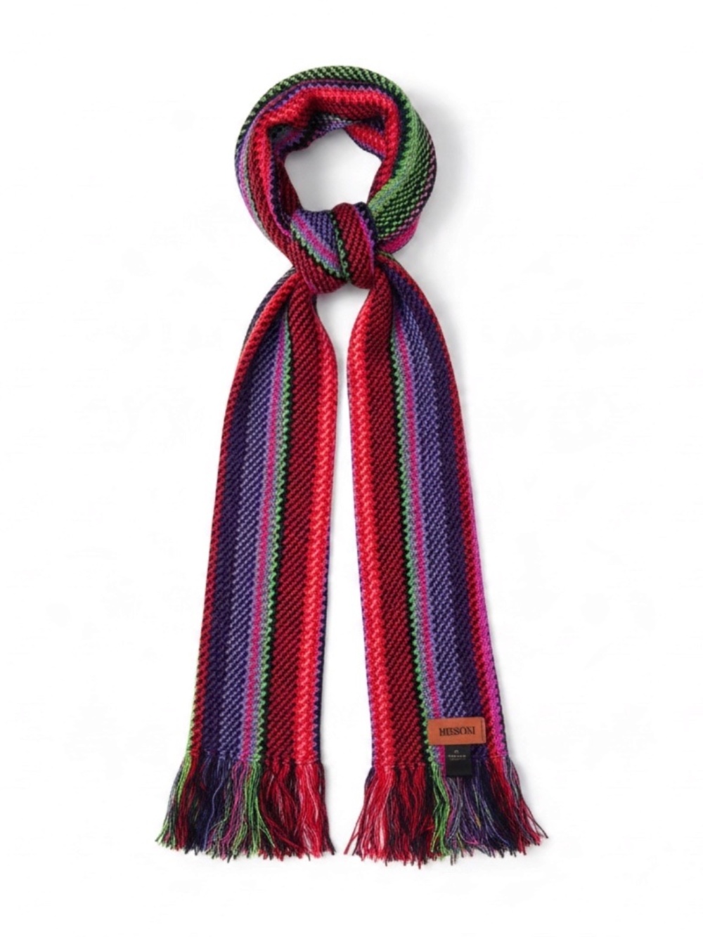 MISSONI Zig Zag Stripe Multi Color Fringe Scarf 80" x 15" MSRP: $375 - NWT